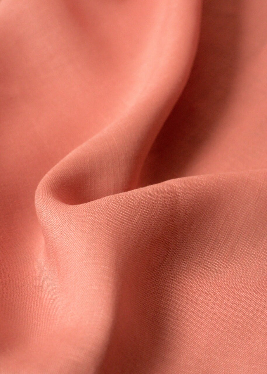 1 Yard Stone Washed Rouge Pure Linen Fabric Midweight 5.5 oz 56 Inch Wide Solid Weave